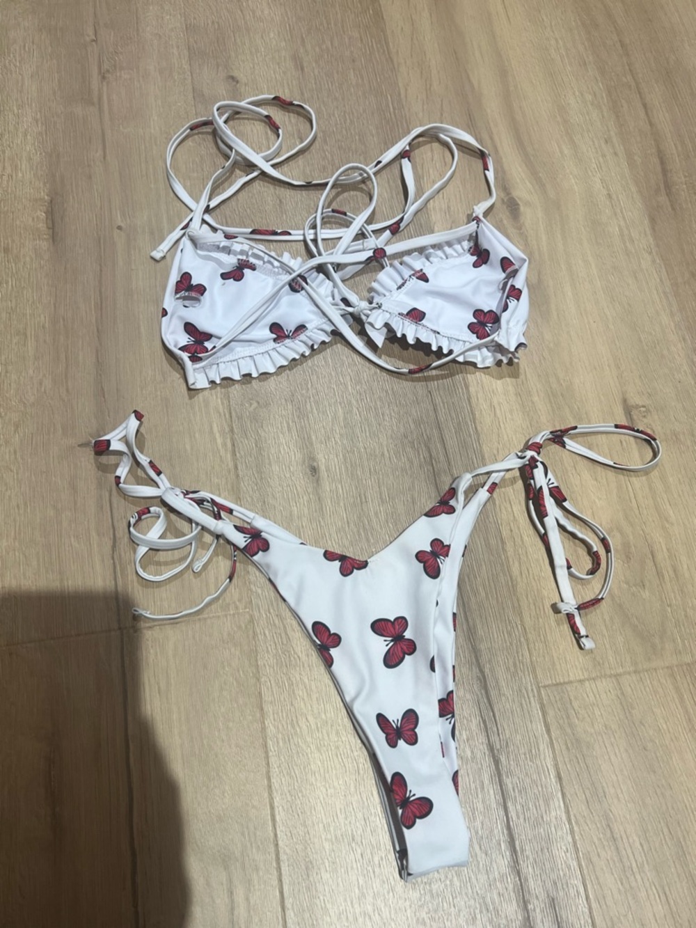 SHEIN White Bikini with Red Butterfly Print - Picture 3 of 3